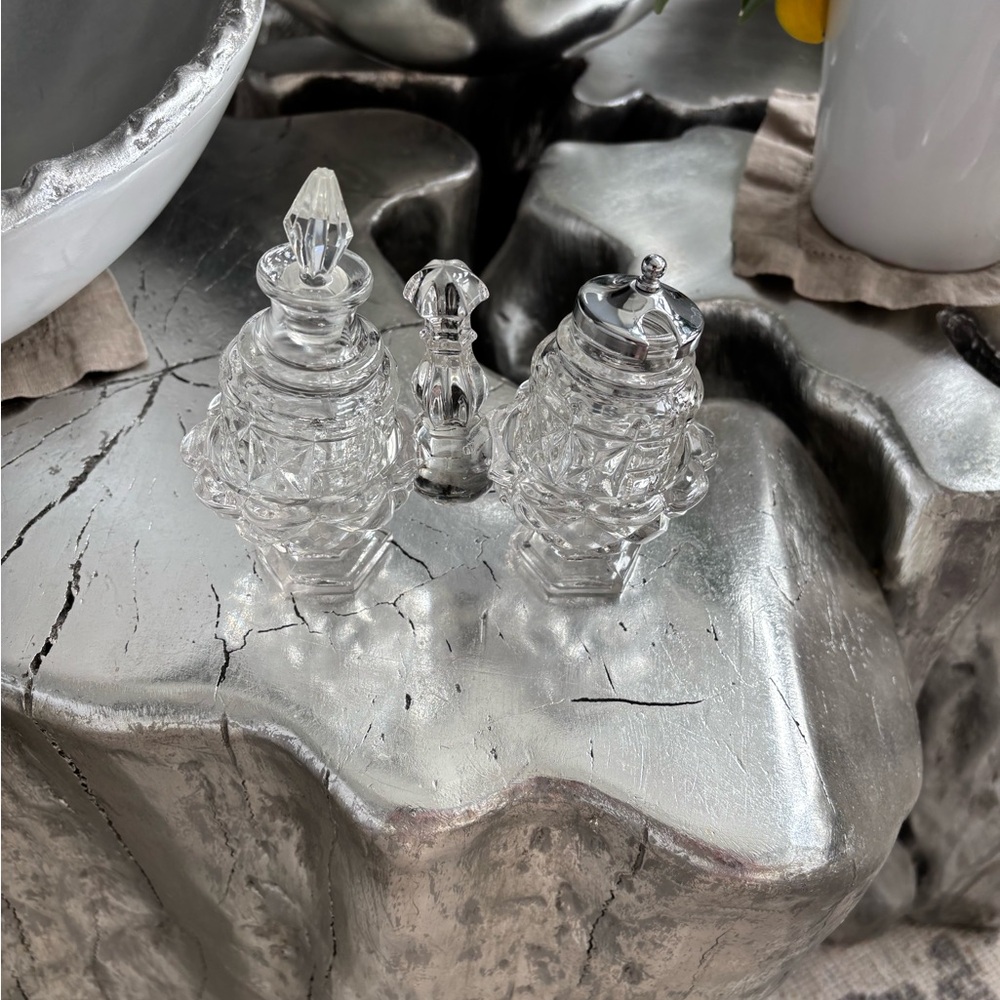 Vintage bed and breakfast cut glass tiny condiment holder